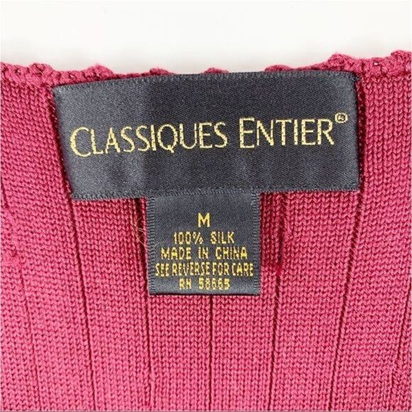 Classiques Entier Vintage‎ Beaded Silk Burgundy Cardigan Sweater Set - Picture 5 of 11
